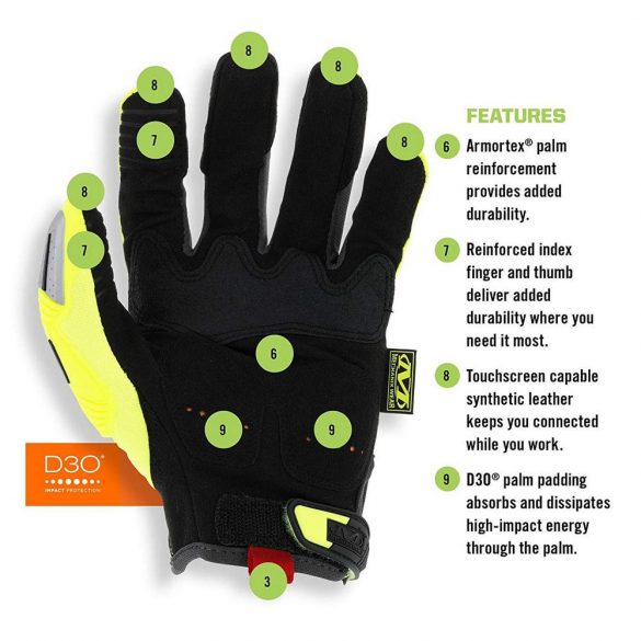 Manusi Mechanix Hi-Viz M-Pact - galbene