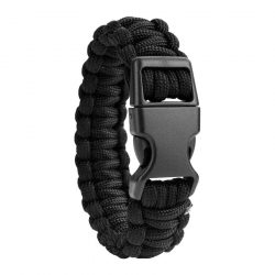 Bratara supravietuire paracord neagra - 20 cm