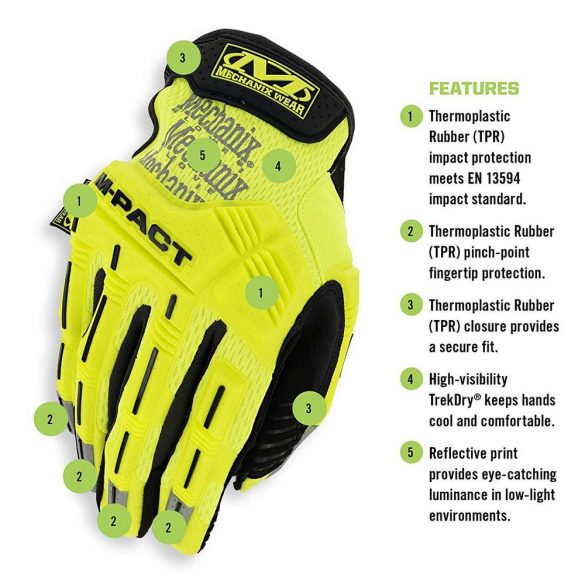 Manusi Mechanix Hi-Viz M-Pact - galbene